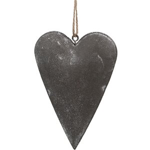 Clayre & Eef 6Y5570 Heart Hanger Decoration 11x2x8 cm Grey