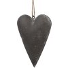 Clayre & Eef 6Y5570 Heart Hanger Decoration 11x2x8 cm Grey