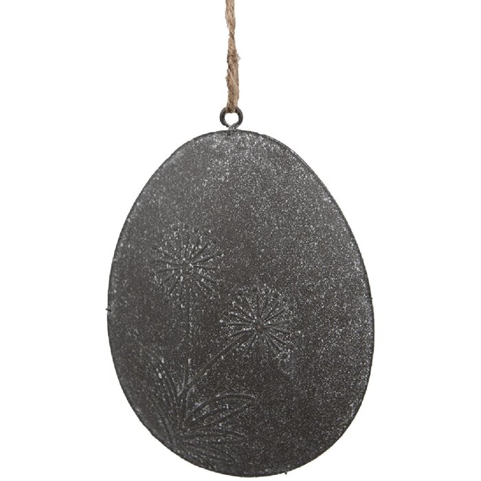 Clayre & Eef 6Y5571 Decorative Hanger Egg 10x2x8 cm Grey