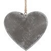 Clayre & Eef 6Y5572 Decorative hanger heart 11x2x10 cm in grey