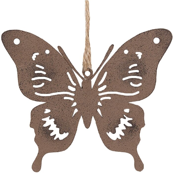 Clayre & Eef 6Y5574 Decorative Pendant Butterfly Brown 10x9 cm