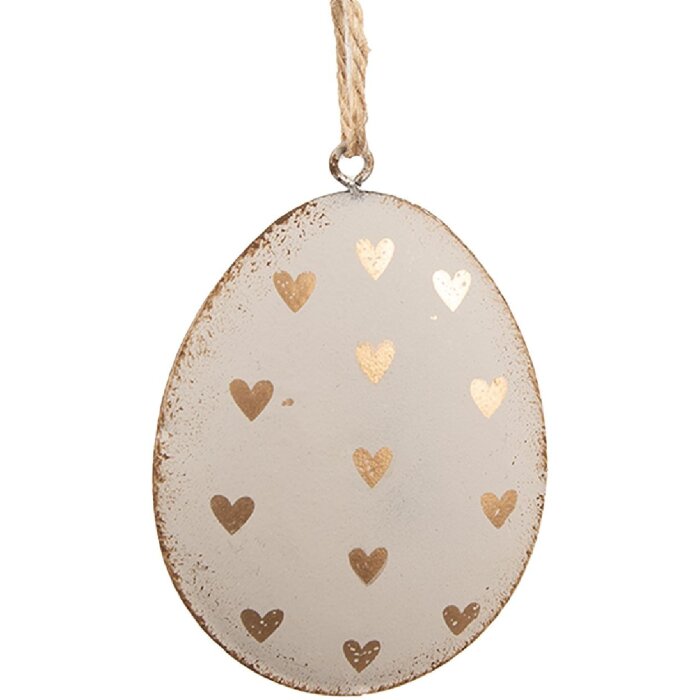 Clayre & Eef 6Y5575 Decorative hanger egg 8x1x6 cm Grey - Easter decor