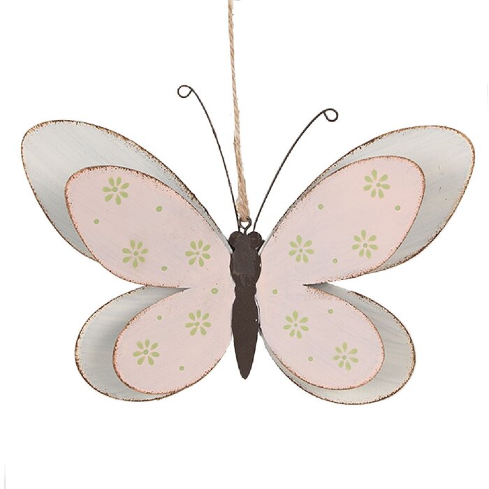 Clayre & Eef 6Y5578M Butterfly Decorative Pendant Pink 22x4x14 cm