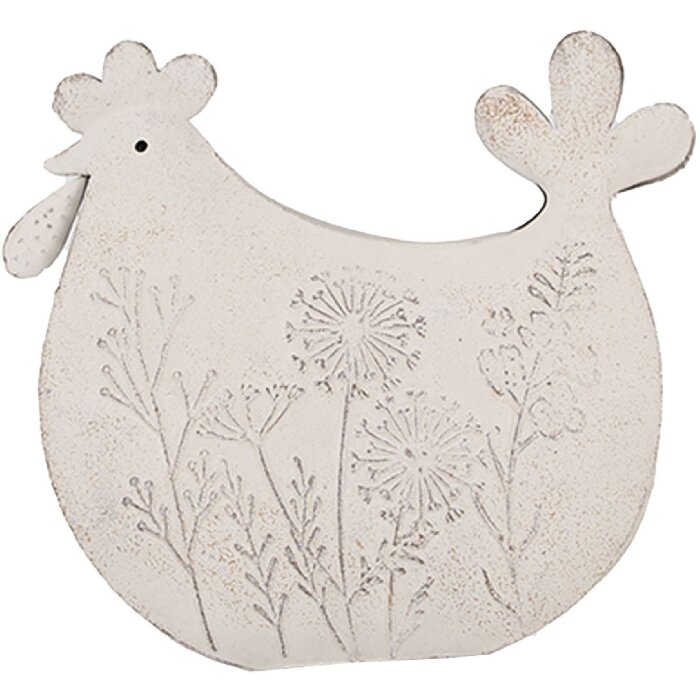 Clayre & Eef 6Y5579 Decorative Chicken 15x6x14 cm White - Rural Charm