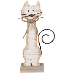 Clayre & Eef 6Y5594 Decoration Cat 21x8x38 cm White