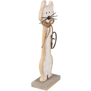 Clayre & Eef 6Y5594 Decoration Cat 21x8x38 cm White