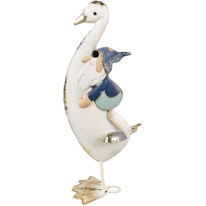 Clayre & Eef 6Y5595 Decorative Goose 15x13x36cm White Blue