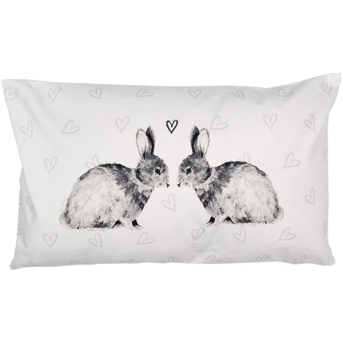 Clayre & Eef BSL36 Cushion Cover White Grey 30x50 cm Bunny Motif Polyester