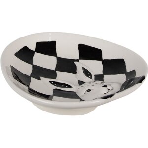 Clayre & Eef CBDP Small Plate White Black 21x18x4 cm