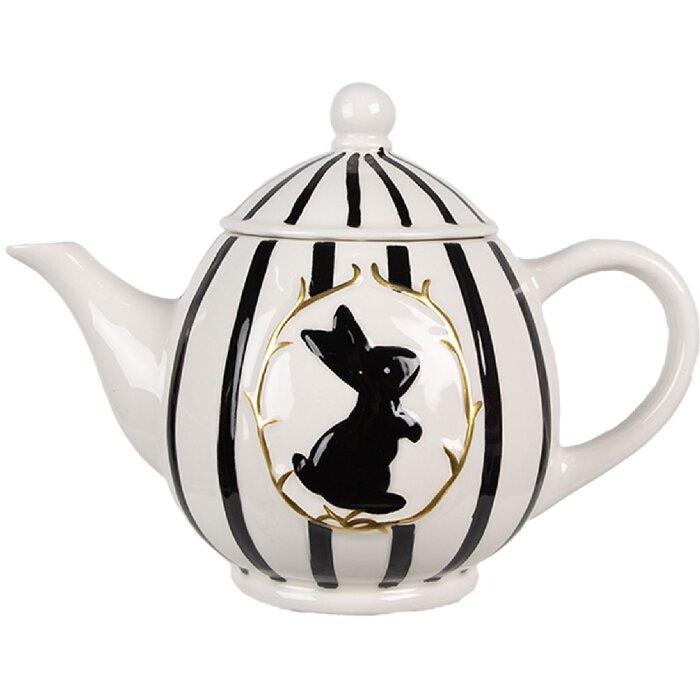 Clayre & Eef CBTE Teapot White Black 20x12x15 cm 675 ml