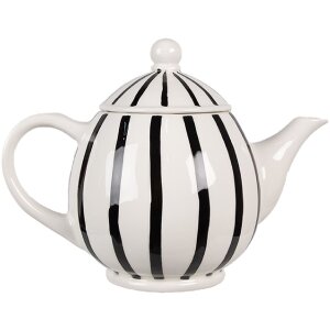 Clayre & Eef CBTE Teapot White Black 20x12x15 cm 675 ml