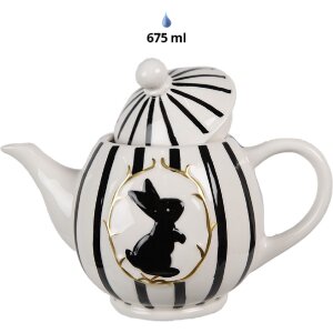 Clayre & Eef CBTE Teapot White Black 20x12x15 cm 675 ml