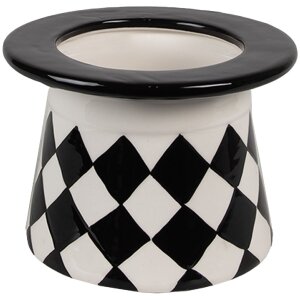 Clayre & Eef CBVO Storage Pot White Black 13x13x20 cm