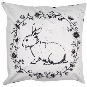 Clayre & Eef DR23 Cushion Cover White Black 45x45 cm