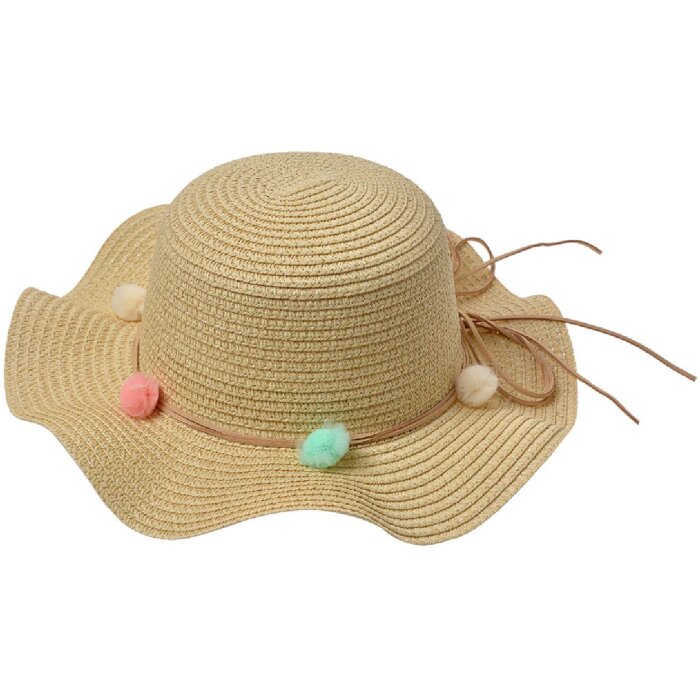 Juleeze JZCHA0015BE Childrens hat beige with pompoms one size fits all