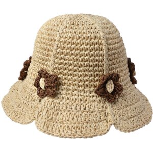 Juleeze JZH001 Childrens hat Beige flower appliqué...