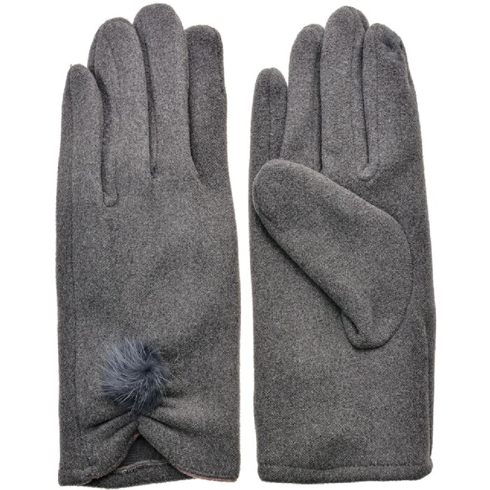 Juleeze JZGL0070 Gloves Ladies Felt Pompom Grey One Size