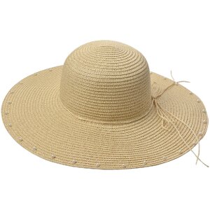 Juleeze JZHA0107 Straw Hat Beaded Beige One Size