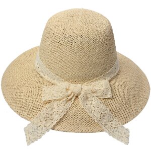 Juleeze JZHA0111 Ladies Straw Hat Beige Elegant Bow One Size