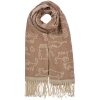 Juleeze JZSC0815BE Cat pattern scarf 65x180 Brown fringes