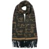 Juleeze JZSC0815Z Scarf cat pattern gold black 65x180 cm