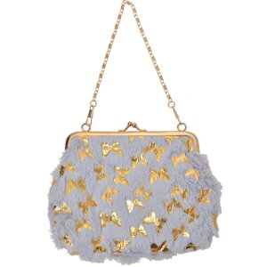 Juleeze JZWA0178G Clutch Butterfly Grey Gold 15x10cm