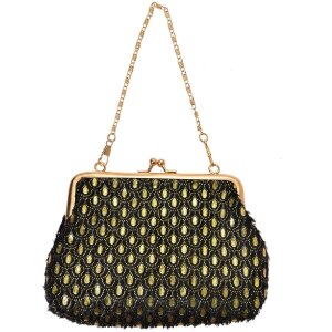 Juleeze JZWA0179Z Clutch Black Gold Chain 15x10cm