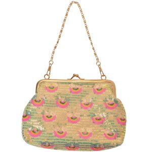 Juleeze JZWA0190 sequin clutch pastel pink gold 8cm