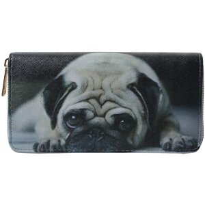 Juleeze JZWA0199 Wallet Pug Print Grey 19x10cm