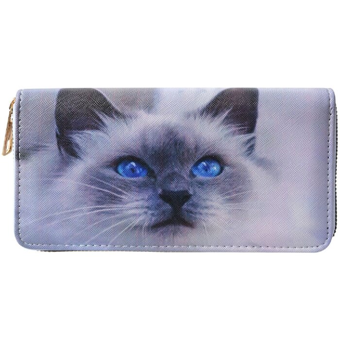 Juleeze JZWA0201 Wallet Cat motif Blue-eyed Grey 19x10cm