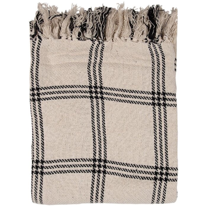 Clayre & Eef KT060.134 Plaid throw Beige Black 125x150cm