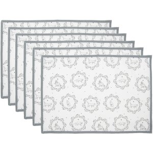 Clayre & Eef LGC40 Placemat set of 6 white/grey...