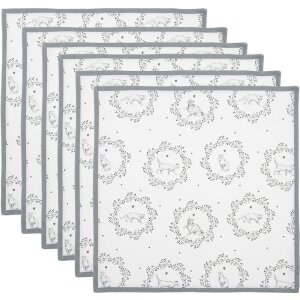 Clayre & Eef LGC43 Napkin Set White Grey 40x40cm 6...