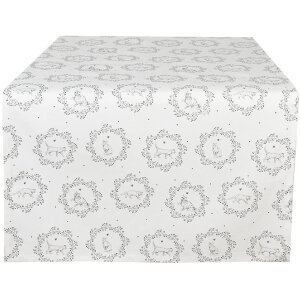 Clayre & Eef LGC64 Table Runner Farm Motif White Grey...