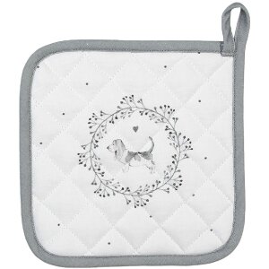 Clayre & Eef LGD45 Potholder dog motif white/grey...