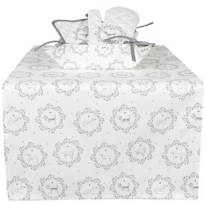 Clayre & Eef LGD64 Table runner dog motif 50x140cm White Grey