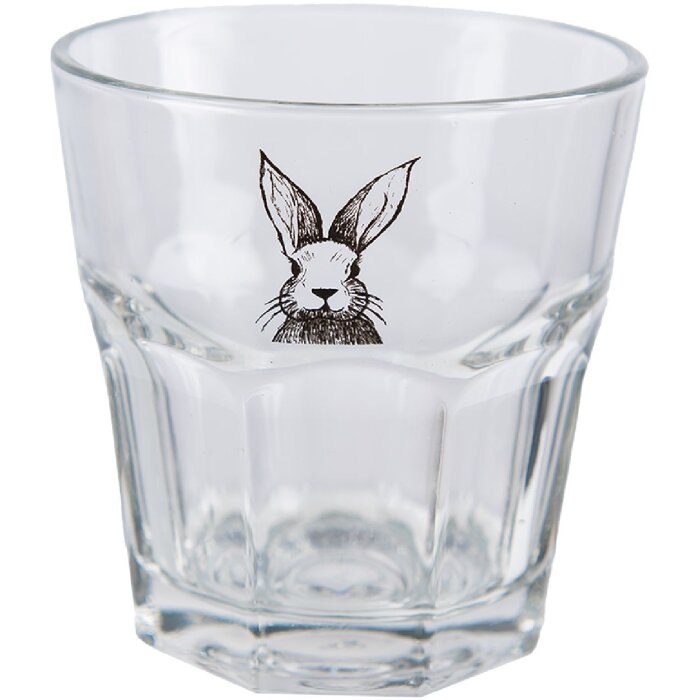 Clayre & Eef RAEGL0003 Drinking Glass Bunny 200ml Transparent Ø 8x8cm