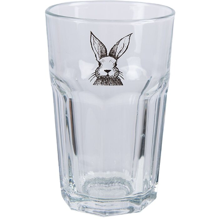 Clayre & Eef RAEGL0004 Hare Drinking Glass Transparent 300ml 7x12cm