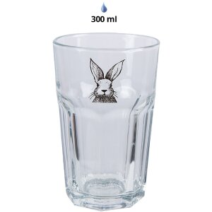 Clayre & Eef RAEGL0004 Hare Drinking Glass Transparent 300ml 7x12cm