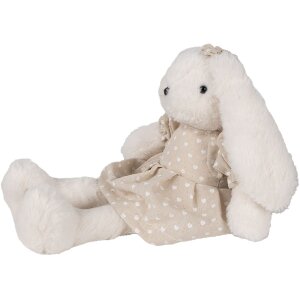 Clayre & Eef TW0596S Plush Rabbit Heart Dress Beige 23cm