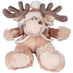 Clayre & Eef TW0599 Cuddly reindeer soft toy brown 22cm