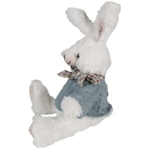 Clayre & Eef TW0601 Cuddly Rabbit White Blue 22cm