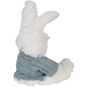 Clayre & Eef TW0601 Cuddly Rabbit White Blue 22cm