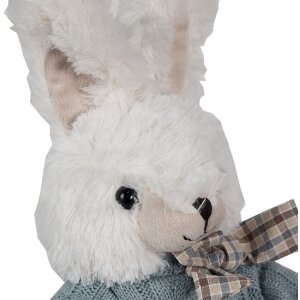 Clayre & Eef TW0601 Cuddly Rabbit White Blue 22cm