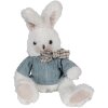 Clayre & Eef TW0601 Cuddly Rabbit White Blue 22cm