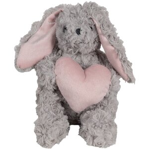 Clayre & Eef TW0603 Plush rabbit grey with heart...