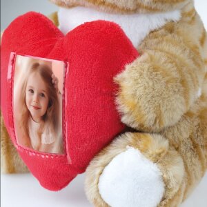 ZEP cat teddy bear with heart frame 3.5x4.5 cm 16x13x23 cm