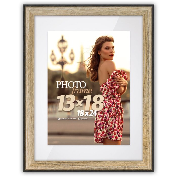 ZEP MDF photo frame Roma cream 15x20 cm with passe-partout 10x15 cm