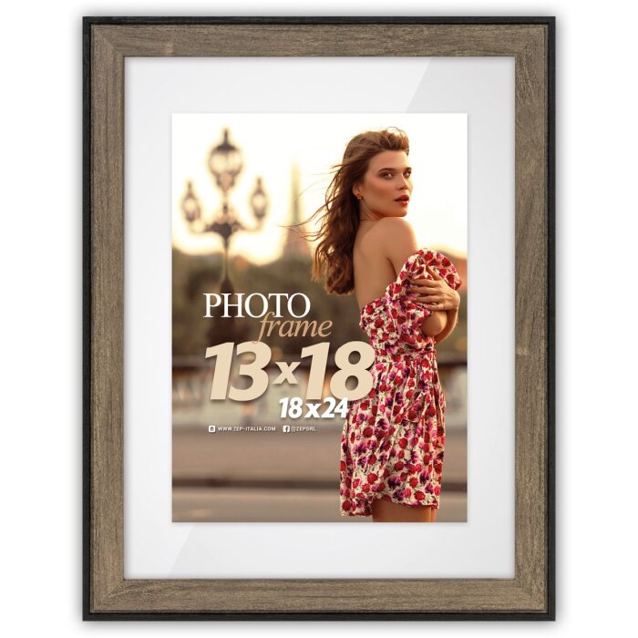 ZEP MDF photo frame Roma brown 15x20 cm with passe-partout 10x15 cm