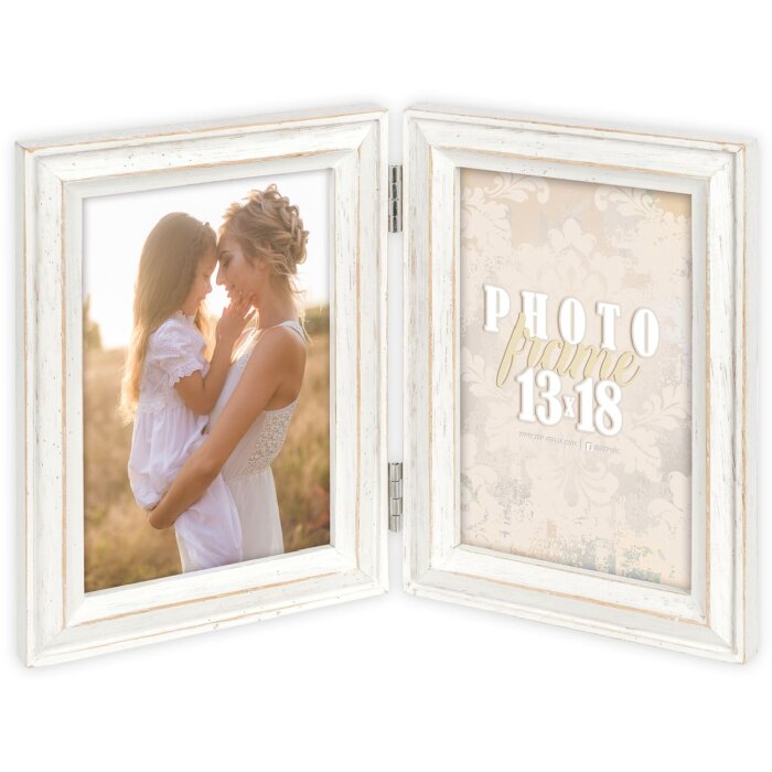 ZEP Wooden double frame Rosel 2 photos 10x15 cm White (27x18 cm)